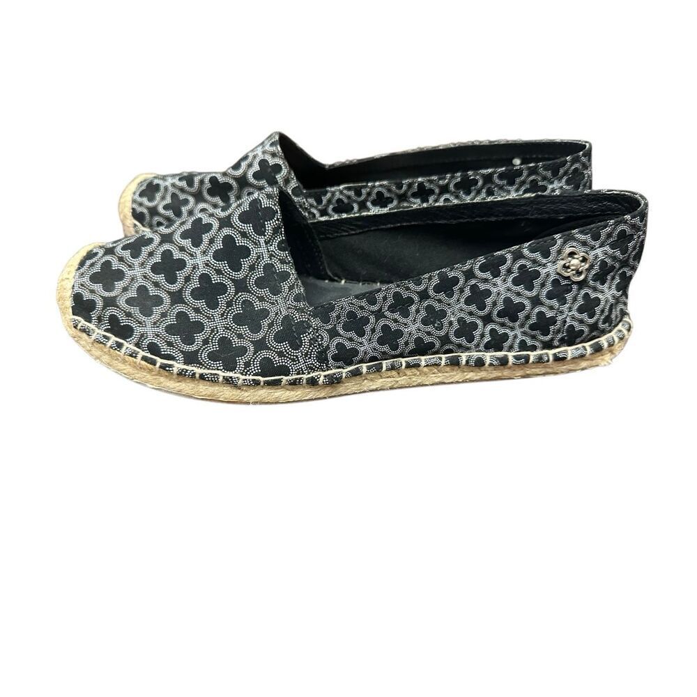 Brighton Avila geometric black canvas espadrilles Size:8